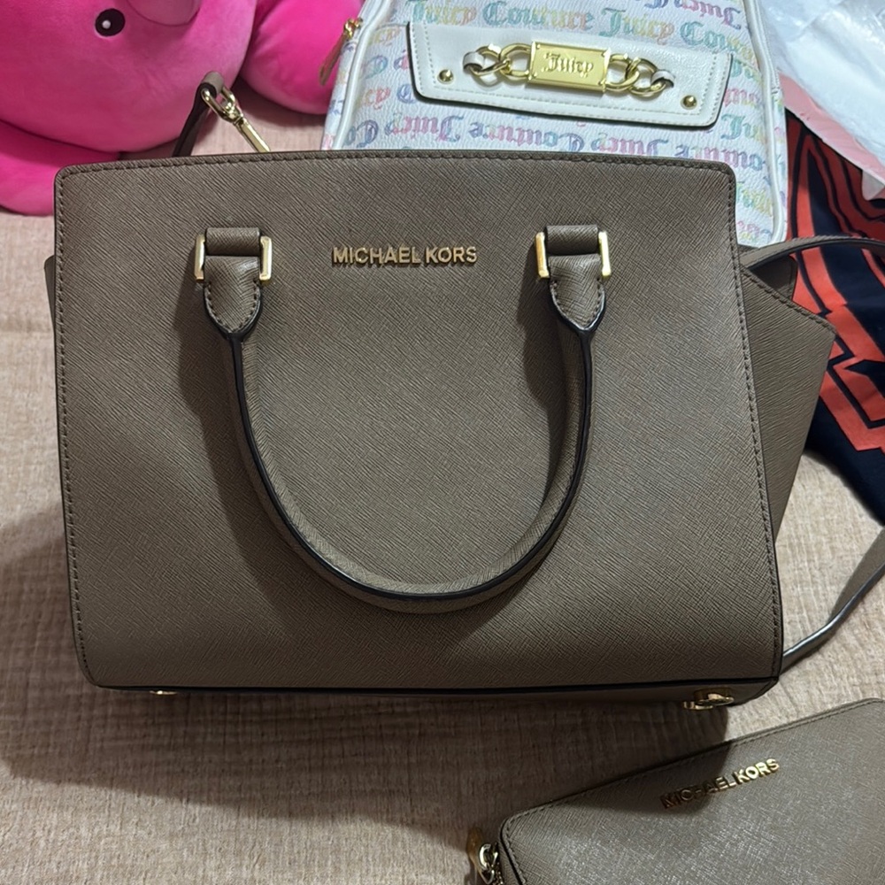 Michael Kors Brown Satchel with Gold Hardware
